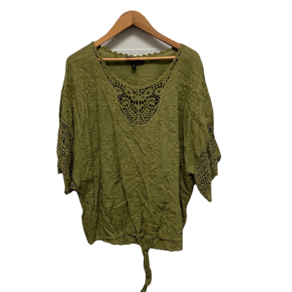 Lane‎ Bryant Women’s Tie-Hem Crochet Top Plus Size 22/24 Feminine Blouse Boho